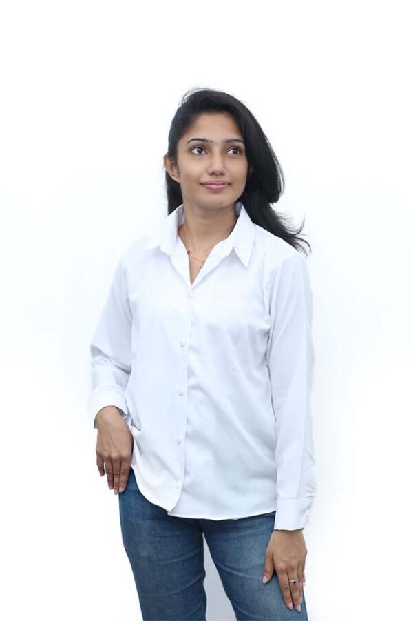 Plain Color Long Sleeve Shirt Blouse - Image 7