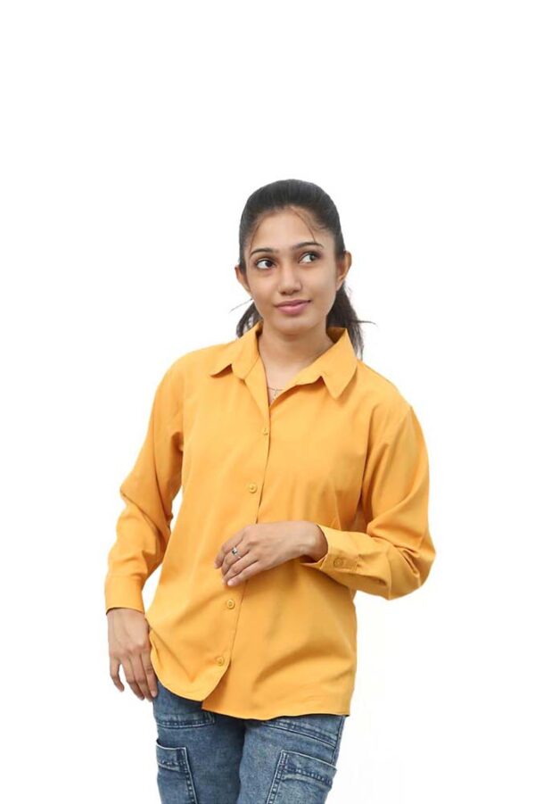 Plain Color Long Sleeve Shirt Blouse - Image 5