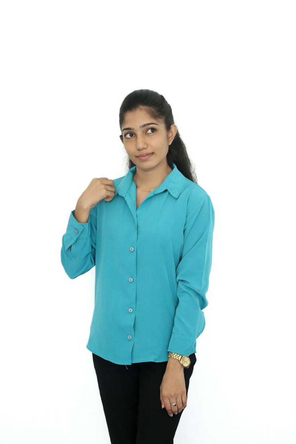 Plain Color Long Sleeve Shirt Blouse - Image 10