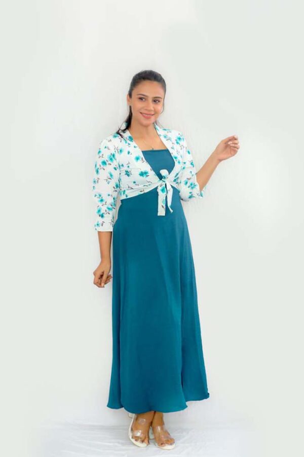 Long Sleeve Printed Coat Long Frock