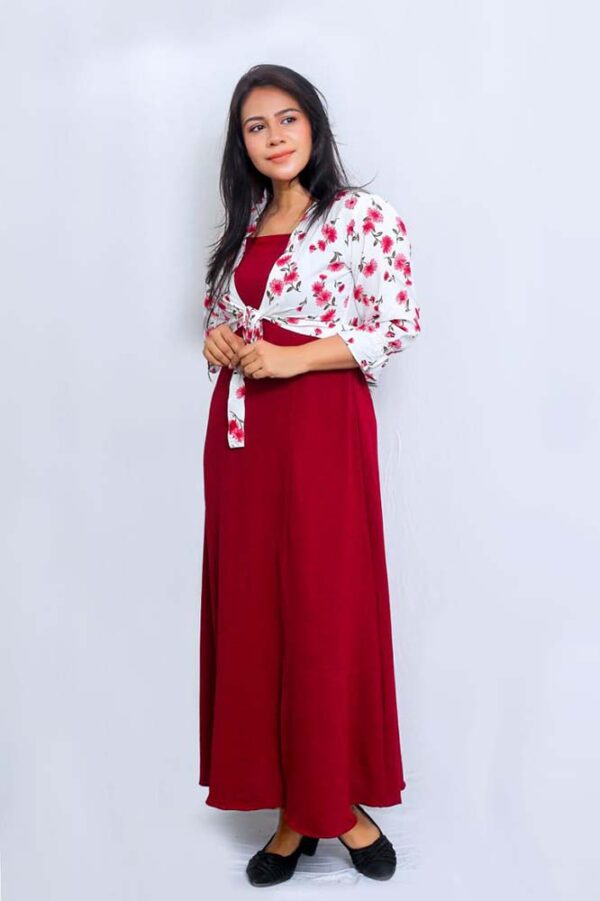 Long Sleeve Printed Coat Long Frock - Image 4