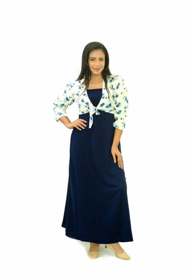 Long Sleeve Printed Coat Long Frock - Image 3