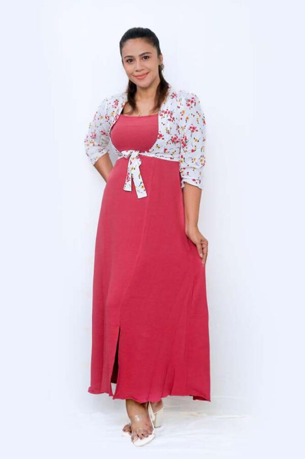 Long Sleeve Printed Coat Long Frock - Image 2