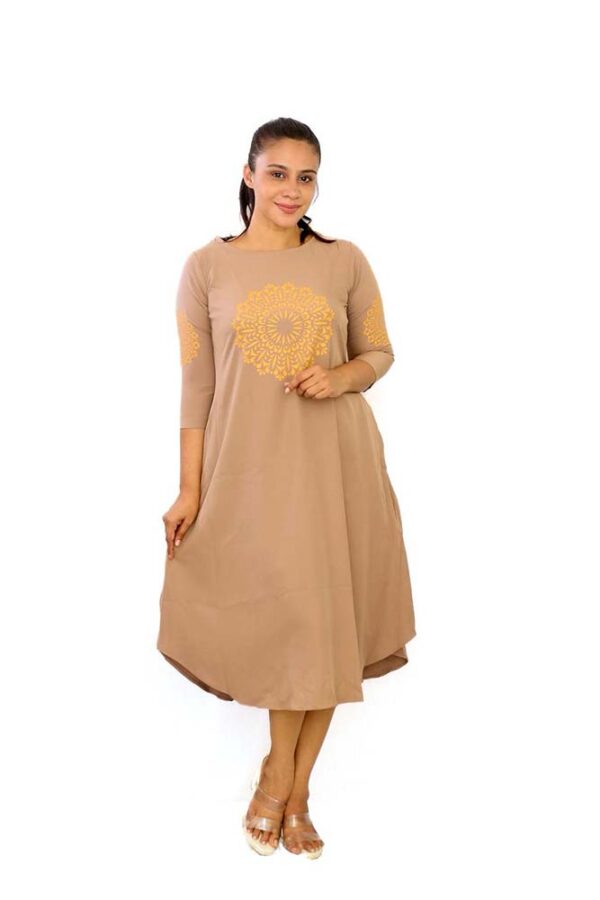 Long Sleeve Plain Color Frock - Image 4