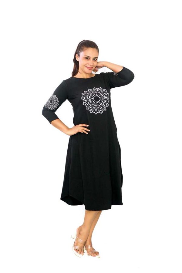 Long Sleeve Plain Color Frock - Image 3