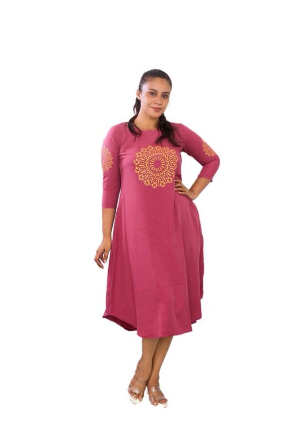 Long Sleeve Plain Color Frock