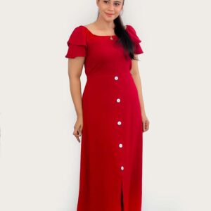Double Sleeve Mid Button Long Frock