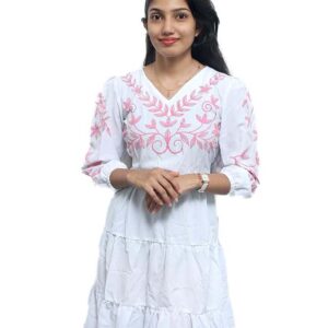 V-Neck Printed Short Frock